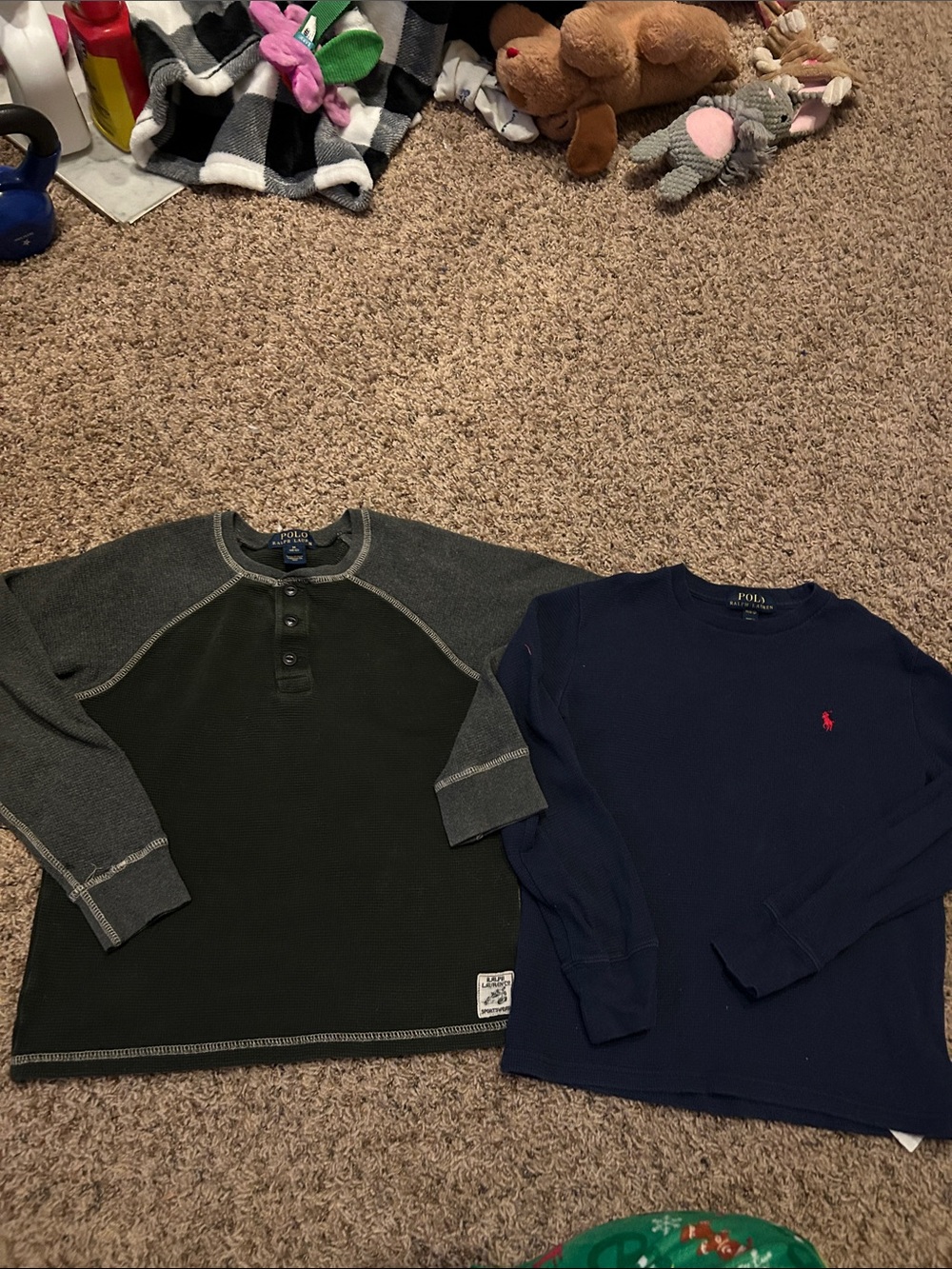 Polo by Ralph Lauren Navy Long-Sleeve Thermal with Red Pony and Gray Thermal